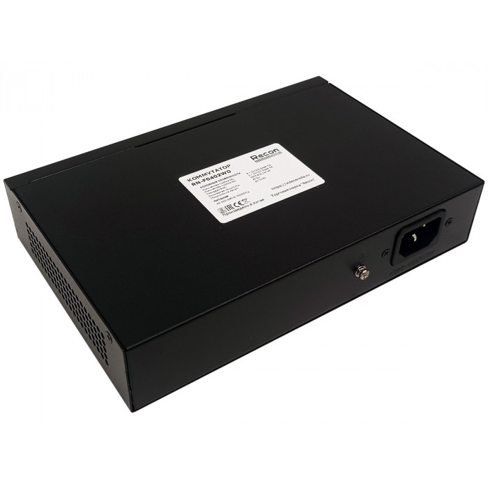Коммутатор Recon RN-F0402WD, 4 порта PoE 100 Мбит/с, 2 порта Uplink 100 Мбит/с